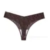 Amazon Transfronterizo Europeo y Americano Tanga Sexy Sin Costuras de Seda Helada para Mujer de Cintura Baja Transpirable Estampado de Leopardo Ropa Interior para Mujer