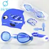 Óculos de natação infantis silicone à prova d'água antiembaçante conjunto de touca de natação óculos de natação HD infantis touca de natação mais LOGO