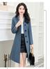 2021 Amazon Otoño/Invierno Abrigo de Lana de Dragón y Fénix con Cuello Vertical Abrigo de Longitud Media para Mujer wish Coreano Cintura Contraste