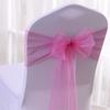 Gasa de Vidrio con Correas Azules y Amarillas para Cubierta de Silla, Flor para Respaldo de Silla, Lazo de Cubierta Elástica para Silla, Boda en Hotel