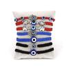 Venta Caliente Transfronteriza Nueva Tortuga Dos Cuentas Redondas Ojos Azules Ojos Malignos Tejido Negro Pulsera Viva Cuerda Roja de la Suerte