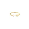 Anillo de Cola de Cumpleaños Abierto de Acero Inoxidable Chapado en Oro de 18K con Piedra de Nacimiento, Anillo Fino de Moda Ins Europeo y Americano, Simple, Lujo Ligero