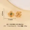 Cuentas espaciadoras de trébol de cuatro hojas de circonita y jaspe chapadas en oro de plata 925 que conservan el color, colgante de bolsa de la suerte para joyería DIY, pulsera, accesorio de plata