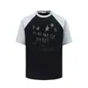 Camiseta Raglán de Algodón Puro para Hombre con Estampado de Estrellas Vintage Lavado, Nuevo Estilo de Verano, Top Casual Holgado Retro Americano