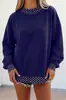 Otoño/Invierno 2026 Transfronterizo Amazon Holgado Cuello Redondo Manga Larga Vintage Retazos Sudadera con Estampado de Letras Abrigo de Otoño para Mujer