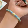 Nuevo brazalete fino floral de esmalte de color estilo chino, brazalete floral ajustable multicolor macarrón pintado en oro, accesorio retro oriental