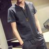 Estilo Nuevo de Verano 2024 Exportación Estilo Japonés Lino Camiseta de Manga Corta para Hombre Traje de Camiseta Retro de Algodón y Lino para Hombre