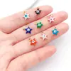 Acero Inoxidable que Conserva el Color Agujero Único Estrella de Cinco Puntas Ojo que Gotea Aceite Estrella Colgante Colgante Pulsera DIY Collar Accesorios de Joyería