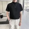Harajuku sin marca artística versátil casual ins simple moderno cuello medio alto manga corta camiseta nueva moda japonesa