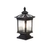 Luminária de Pilar de Vidro para Pátio Exterior Retrô Chinesa, Luminária Solar à Prova d'Água para Pilar de Porta Externa, Luminária de Portão para Comunidade de Vilas