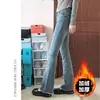 Calça Jeans Cinza Elástica Micro-Lam Feminina Outono e Inverno com Forro de Lã para Meninas Cheinhas Modeladora Plus Size Corpo Pera Calça Flare
