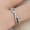 Nuevo Anillo de Temperamento Geométrico con Diamantes Rai en Forma de Gota de Agua Europeo y Americano Anillo Doble Cruzado Moda de Lujo Ligero Estilo Dulce Anillo para Dedo Joyería para Mano