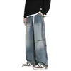 Personalizado/2026 Primavera Novo High Street Tinta Salpicada Pontos Jeans Masculino de Perna Reta Versátil Tamanho Grande Preto