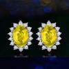 Pendientes de zafiro sintético real de Sri Lanka para mujer con incrustaciones de diamante, gema de color amatista, pendientes de flor Diana