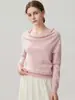 Suéter de cachemira para mujer, estilo francés, corte holgado, manga murciélago, top de punto liso simple