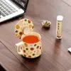 Taza de Cerámica con Tapa, Caja de Regalo con Quemador de Incienso, Taza de Té para Oficina Tendencia Nacional, Set de Regalo Souvenir de Negocios