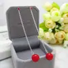 Pendientes Geométricos Largos Sencillos de Plata de Ley S925 para Mujer, Pendientes con Borlas Doble Uso Rojos, Aretes Festivos con Borlas