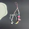 Lanyard para Celular com Pingente de Câmera CCD, Lanyard Rosa Branco Colorido DIY com Contas Feitas à Mão, Corda Anti-perda com Laço