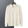 Suéter de Cachemira 100% Pura, Hilo Fino, Lavable a Máquina, Calibre 18, Conteo 68, Camiseta de Manga Larga Tejida Seagull para Hombre, Estilo de Negocios Ligero