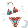 Biquíni Novo 2025 Cruzamento de Fronteiras Europeu e Americano Aliexpress Amarração Estampa de Leopardo Sexy Biquíni Dividido Roupa de Banho Roupa de Banho para Mulheres