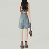 Shorts de Mezclilla de Cintura Alta para Mujer, Nuevo Estilo Verano 2025, Adelgazantes, Sueltos, Rectos, Petite, Shorts Casuales de Longitud Media