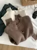 Suéter de Punto Suave y Grueso Bordado de Oso para Mujer Estilo Coreano Holgado Gris de Manga Larga Ropa Interior Cálida de Otoño e Invierno