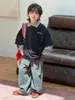 Pantalones vaqueros elegantes para niño 2026 transfronterizos, pantalones de niño estilo coreano para otoño con bragueta, pantalones de pierna ancha para comercio exterior