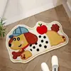 Alfombrilla de Piso de Barro de Diatomeas de Lana Artificial Alfombrilla de Piso de Baño con Cachorro de Dibujos Animados Felpudo de Entrada Alfombrilla Absorbente para Pies de Baño