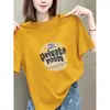 Camiseta de Algodón Oscuro Gris, de Manga Corta, Cuello Redondo, Versátil y de Moda para Mujer, Nuevo Top de Verano 2026 para Mujer