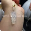Pingente de bambu em calcedônia branca estilo simples e vintage, pingente de lótus em ágata natural simbolizando progresso contínuo, corrente para clavícula para sucesso acadêmico e profissional