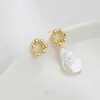 Pendientes de Anillo Burbuja Chapados en Oro de 14K que Conservan el Color Pendientes de Perla Simples Hechos a Mano para DIY Accesorios de Joyería Materiales