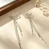 Pinzas para Orejas sin Perforación con Lazo y Borla del Mismo Estilo de Amazon para Mujer, Pendientes Largos Exquisitos de Moda y Elegantes Estilo Francés al por Mayor