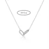 Colar Oval com Duplo Anel para Mulheres, Pingente Entrelaçado com Diamantes, Acessórios de Luxo Leve de Alta Qualidade, Atacado de Joias Novas da Amazon