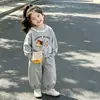 Conjunto de Sudadera con Capucha de Oso de Dibujos Animados Lindo para Niñas Primavera y Otoño Nuevo Elegante Sudadera Informal para Bebé Conjunto de Dos Piezas Estilo Coreano