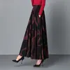 066 Saia Longa Floral de Verão Linha A Cintura Alta Slim Fenda Fluida para Mulheres