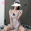 Fabricantes de Pinxian lencería sexy mujeres sexy lencería transparente tentación sirvienta sirvienta traje de una pieza una generación de pelo