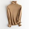 Suéter Térmico de Punto de Seda de Morera con Cuello Alto para Mujer, Camiseta Básica de Canalé con Forro Polar, Top Interior Adelgazante, Camiseta para Otoño e Invierno Nueva Colección