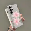 Capa de telefone transparente com bolinhas florais rosa claro, magnética Magsafe para Samsung S25 Ultra, capa protetora, atacado