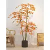 Plantas Verdes de Bordo Árvore Falsa de Bordo Vermelho Plantas em Vasos de Luxo Leve Decoração de Paisagismo para Sala de Estar de Casa Exibição de Janela Planta de Chão