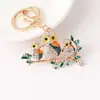 Llavero de búho con incrustaciones de diamantes de dibujos animados transfronterizo, colgante de animal, accesorio de llavero de moda para bolso, fabricante, venta al por mayor