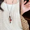 Collar Largo de Madera Estilo Chino Retro para Mujer, Cadena para Suéter de Cuello Halter Estilo Étnico de Nicho, Accesorios Versátiles de Estilo Nacional para el Día a Día