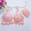 Conjunto de Sujetador con Aros Bordado para Niña Pecho Pequeño Push-Up Sexy Espalda Hermosa con Moño Lencería para Mujer