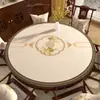 Toalha de Mesa Redonda Estilo Chinês, Impermeável, à Prova de Óleo, Resistente ao Calor, Tapete Redondo para Mesa em Couro Sem Lavagem, Luxo Leve, Sensação de Alto Padrão, Tapete de Proteção para Mesa