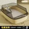 Caixa de areia para gatos semi-fechada, extra grande, à prova de respingos, vaso sanitário para gatos espessado, suprimentos para animais de estimação, caixa de areia para gatos extra grande à prova de odores, disponível para dropshipping