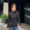 Camiseta Básica de Forro Polar con Cuello Semi Alto para Mujer, Nuevo Estilo Otoño e Invierno, Corte Ajustado, Ropa Interior Cálida, Top Básico de Manga Larga