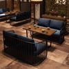 Combinación de mesa y silla de comedor de hierro forjado con asiento de tarjeta de cafetería de estilo industrial vintage, sofá, bar, barbacoa, restaurante occidental