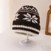 Gorro de Otoño e Invierno para Niños Gorro de Lana Pullover Estilo Coreano Cálido Retro Jacquard Hoja de Arce Protección contra el Frío Gorro de Punto para Niñas
