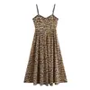 Al por mayor 2025 nuevo vestido de tirantes de diamantes con costuras de leopardo estilo europeo y americano para mujer 7149