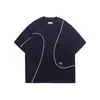 Camiseta deportiva de manga corta Rumeng estilo americano minimalista de secado rápido con costuras visibles, top de verano de pareja holgado bordado moderno