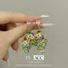 Pendientes de Fuegos Artificiales Brillantes Retro Europeos y Americanos Micro-Pavimentados con Circonita para Mujer, Pendientes de Flor de Moda y Versátiles, Pendientes de Borla de Diseño